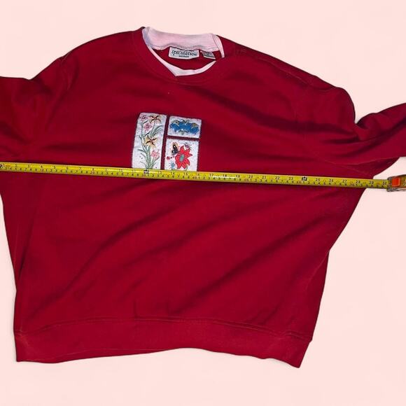 Red vintage embroidered flower crewneck - Picture 5 of 5